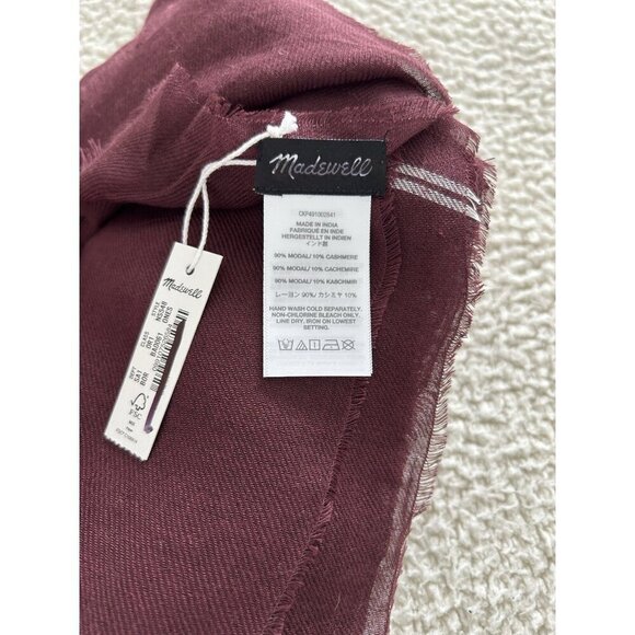 Madewell Modal Cashmere Rectangle Scarf Wrap Womens Burgundy 56 X 76 - Picture 2 of 4